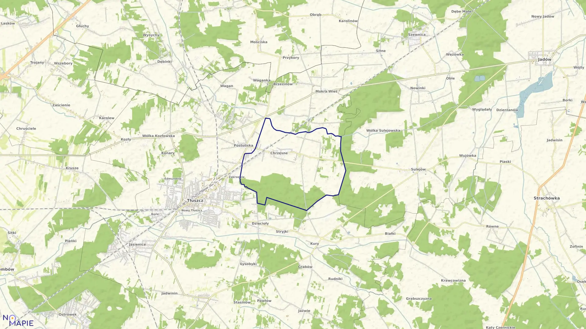 Mapa obrębu CHRZĘSNE w gminie Tłuszcz