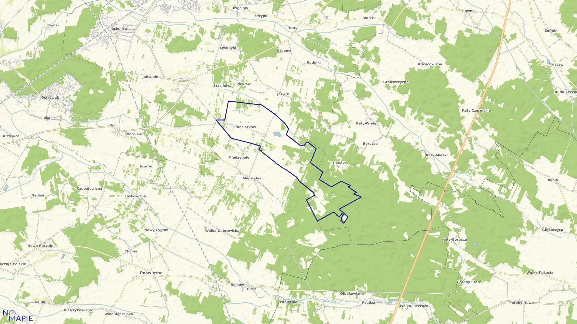 Mapa obrębu FRANCISZKÓW w gminie Tłuszcz