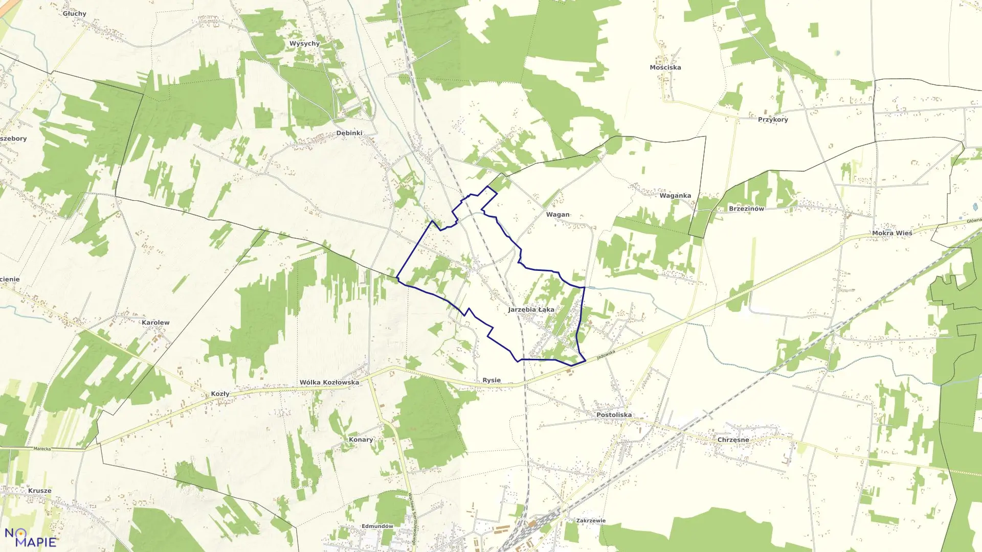 Mapa obrębu JARZĘBIA ŁĄKA w gminie Tłuszcz