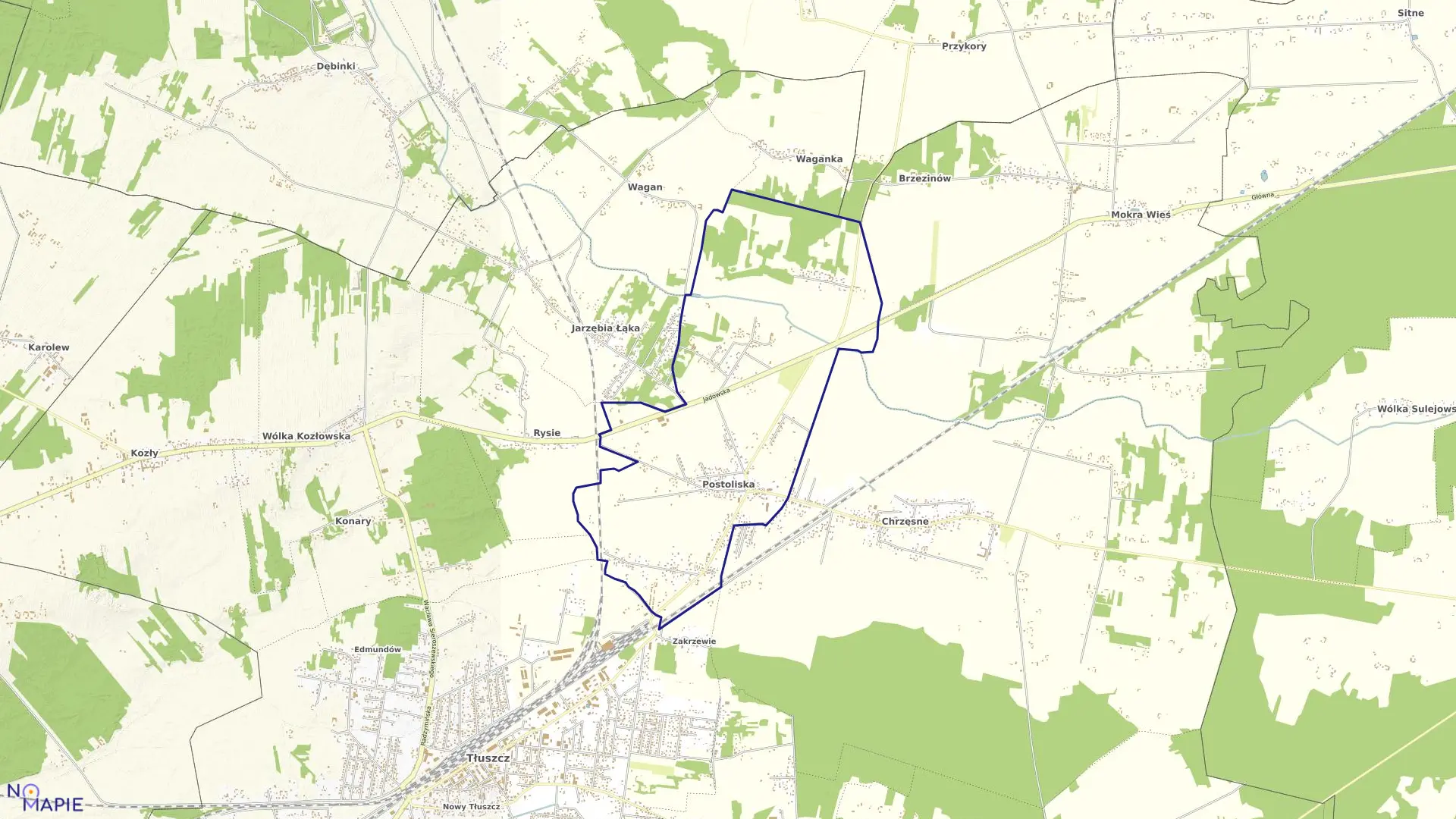 Mapa obrębu POSTOLISKA w gminie Tłuszcz