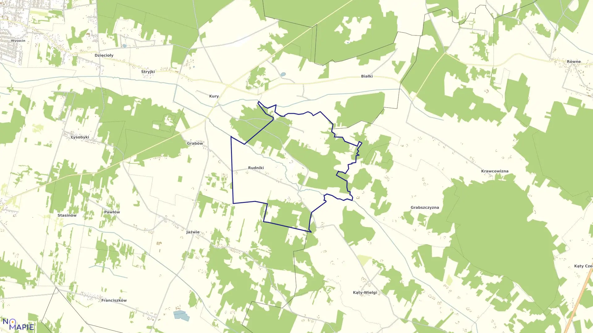 Mapa obrębu RUDNIKI w gminie Tłuszcz