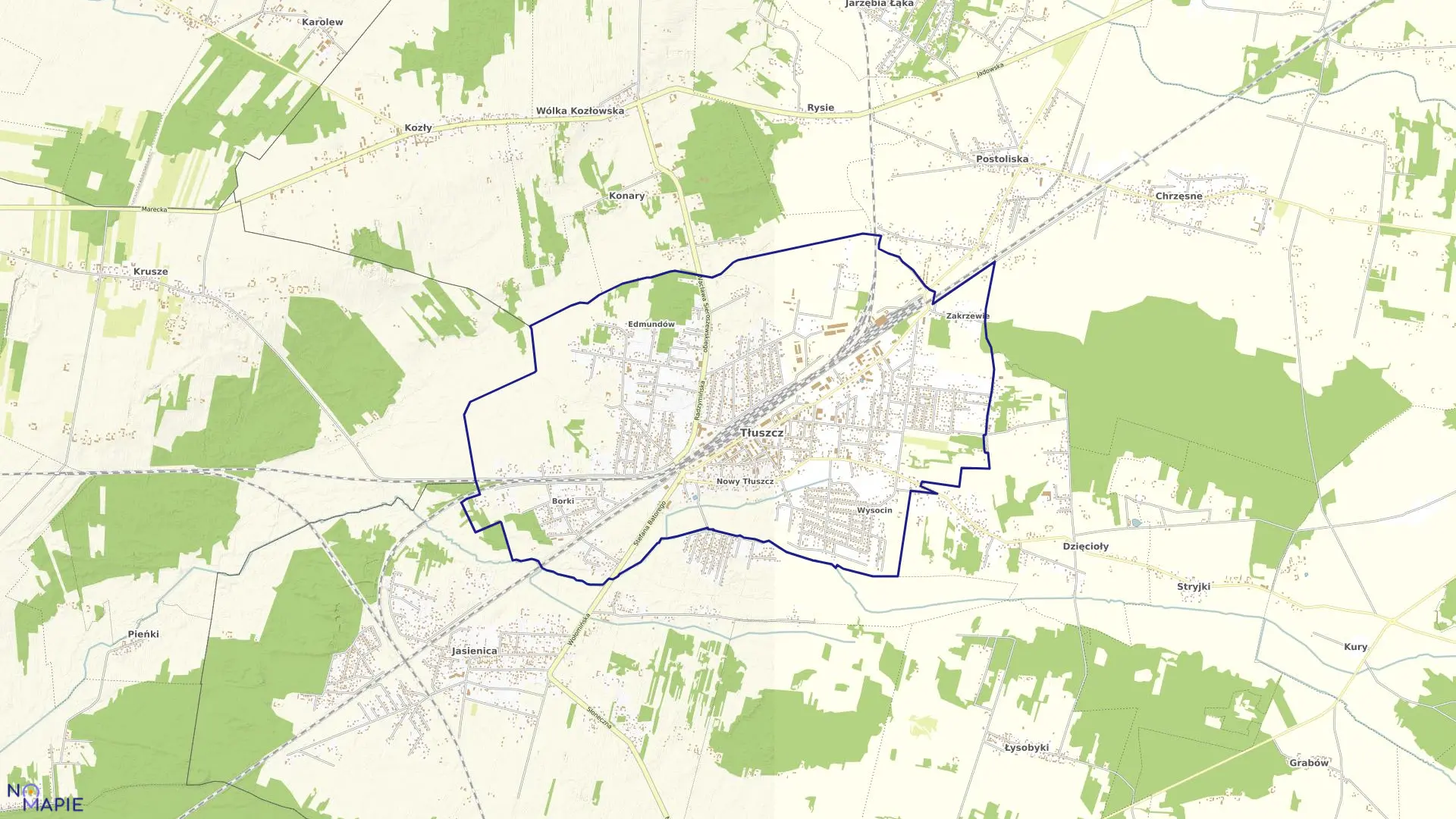 Mapa obrębu TŁUSZCZ w gminie Tłuszcz