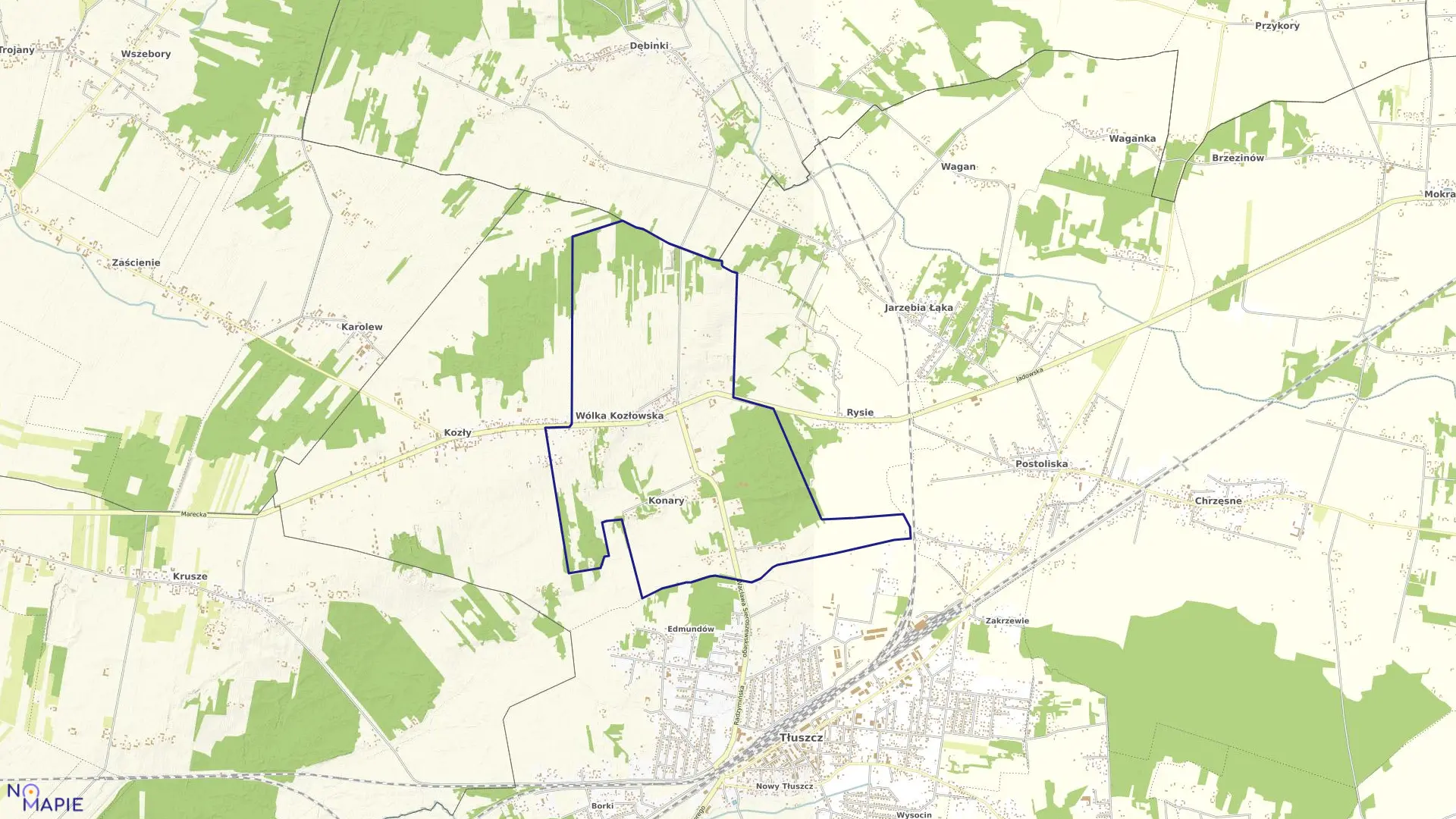 Mapa obrębu WÓLKA KOZŁOWSKA w gminie Tłuszcz